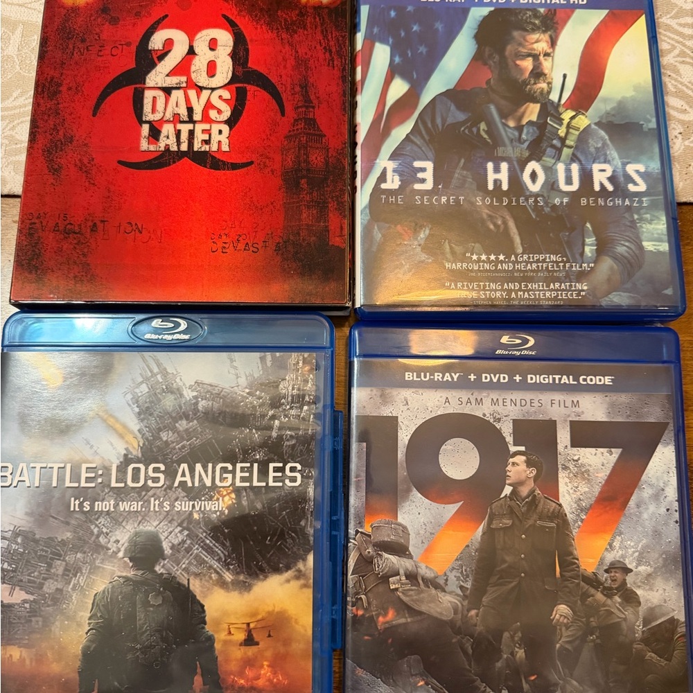 Blu-ray Movie Collection: 28 Days Later, 13 Hours, Battle Los Angeles, 1917